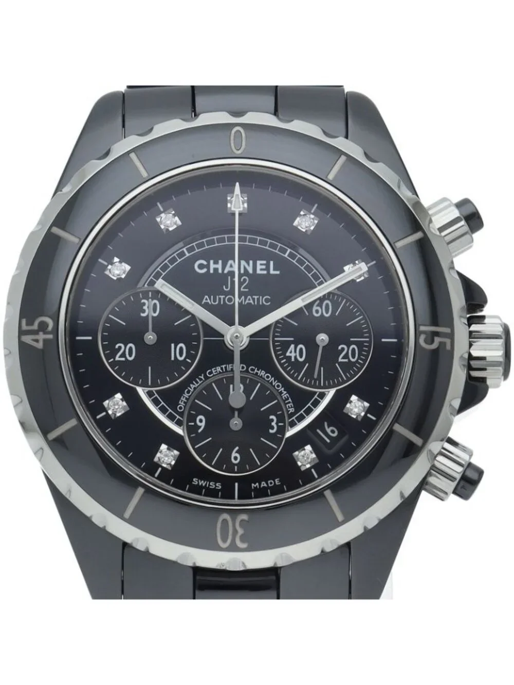 Chanel Watch 41 Chronograph Diamond Ceramic Black